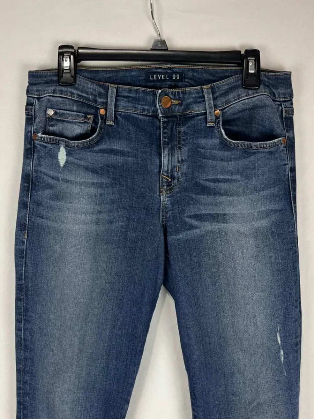 GUC Level 99 Womens Blue Mid Rise Premium Stretch Skinny Jeans Size 29 USA Made